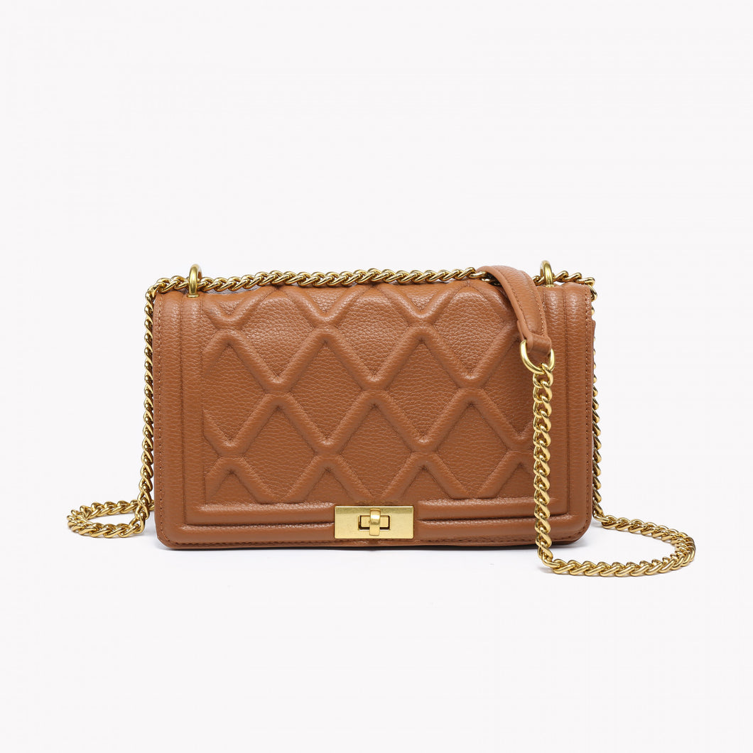Bolsa tiracolo com losângulos camel