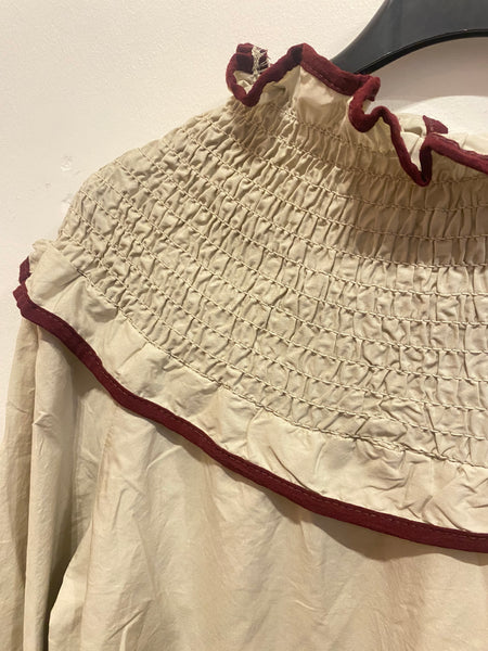 Blusa gola franzida beje
