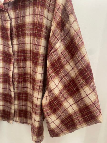 Camisa quadrados manga balão Bordeaux