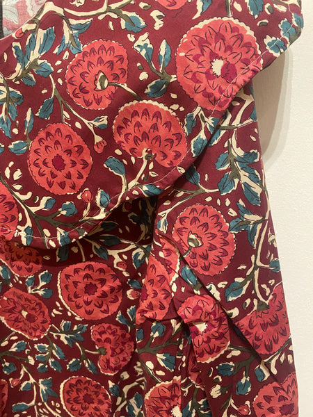 Blusa estampada com gola grande Bordeaux/rosa