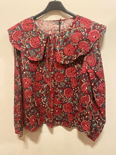 Carregar imagem no visualizador da galeria, Blusa estampada com gola grande Bordeaux/rosa
