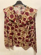 Carregar imagem no visualizador da galeria, Blusa estampada com gola grande Branco/bordeaux
