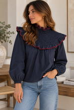 Carregar imagem no visualizador da galeria, Blusa gola franzida marinho
