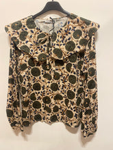 Carregar imagem no visualizador da galeria, Blusa estampada com gola grande Branco/verde
