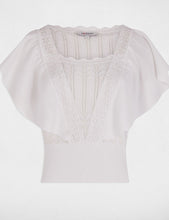 Carregar imagem no visualizador da galeria, Blusa de malha com renda branco Morgan
