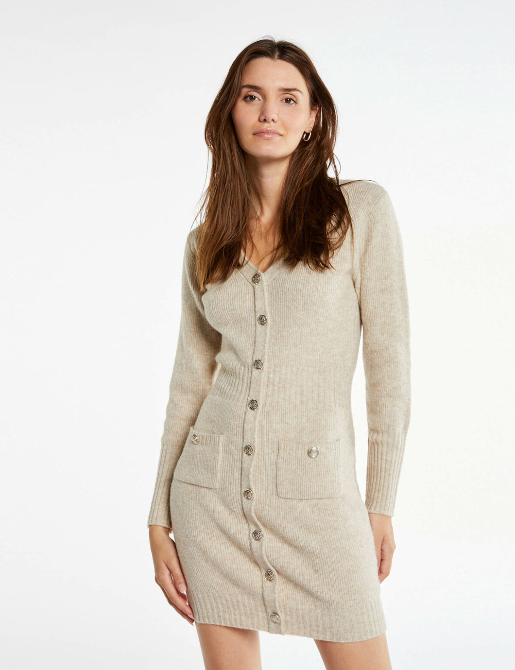 Vestido de malha beje Morgan