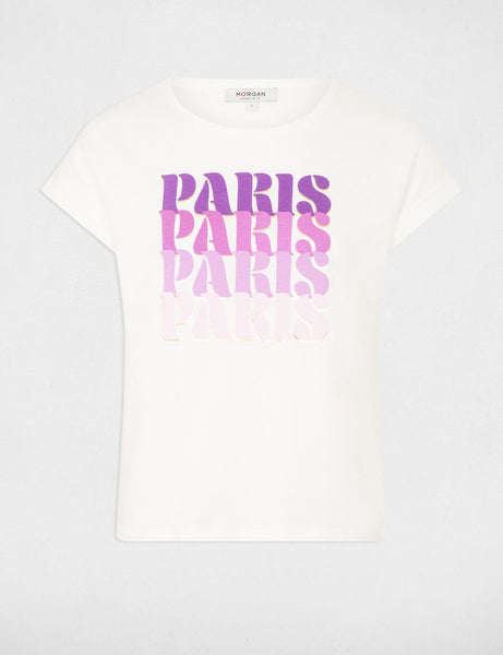T-shirt branca Paris Morgan