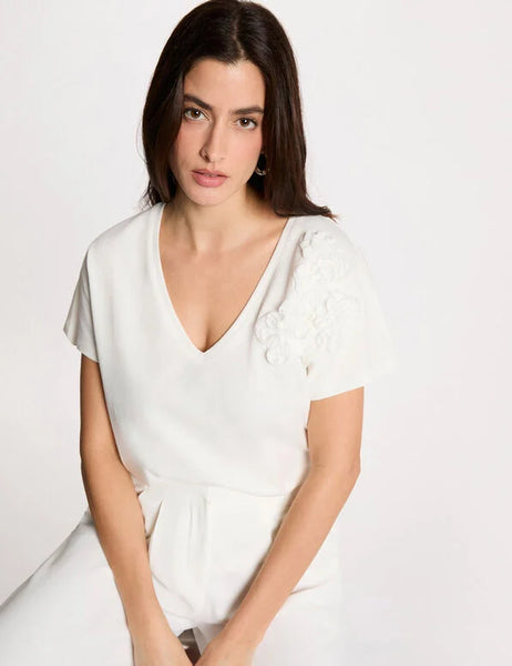 T-shirt Morgan decote v flôr branca