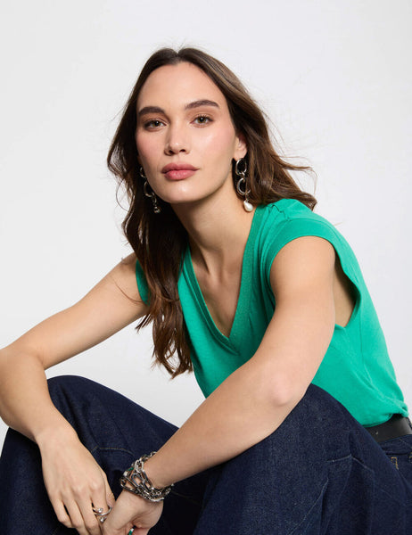T-shirt linho verde Morgan