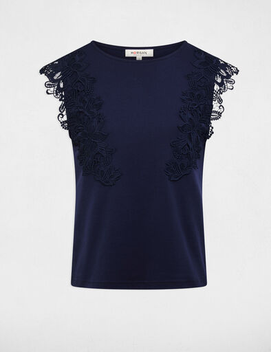 Blusa Morgan marinho com detalhe renda