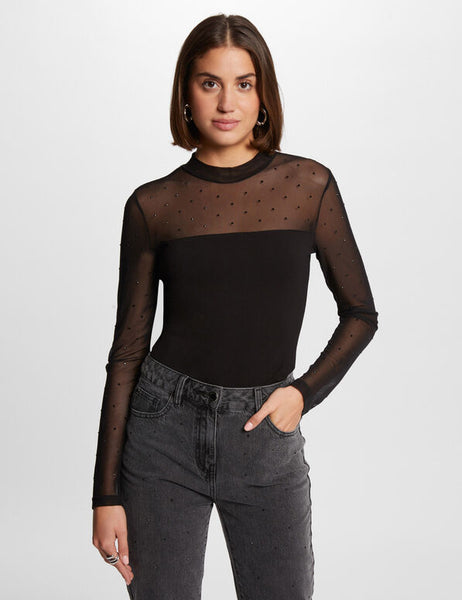Camisola preta tule Morgan