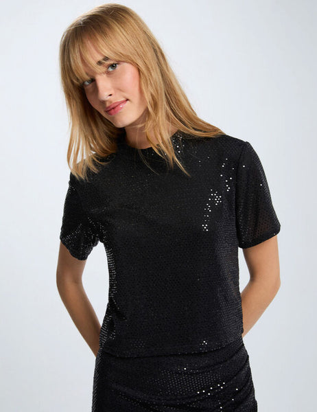 Camisola preta brilhos Morgan