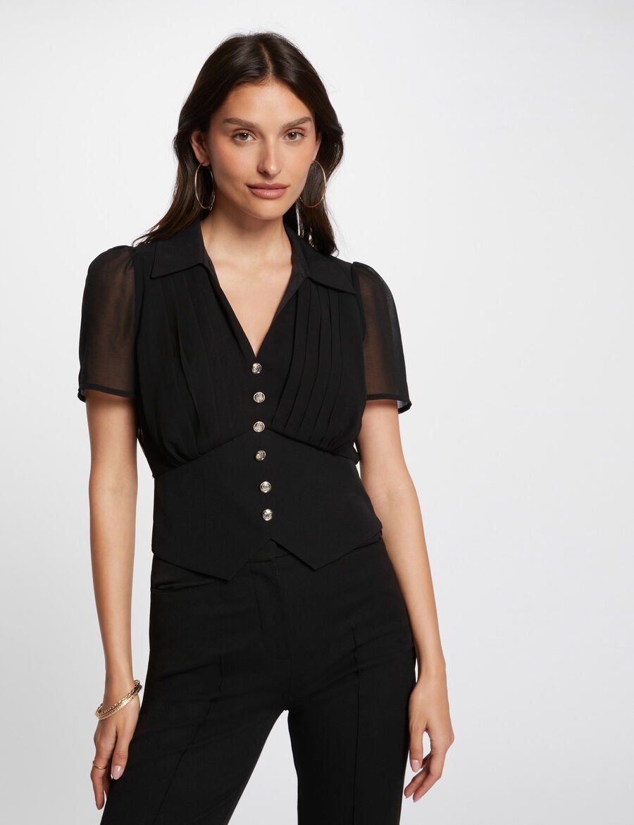 Blusa preta com botões Morgan